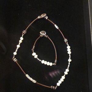 Silpada Sterling Pearl/leather set